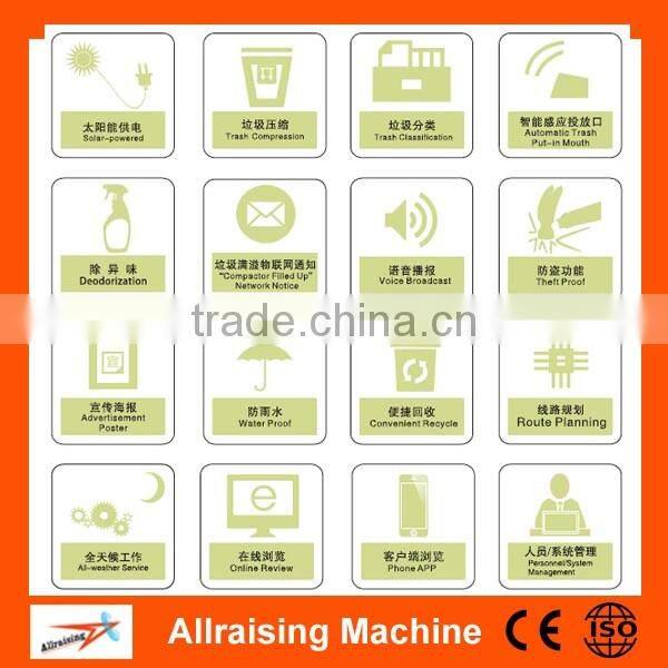 Solar powered smart sensor large rubbish bins, outdoor trash compactor bin