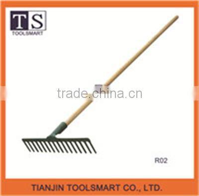 Hot garden hand Steel rake R with long handle for sale