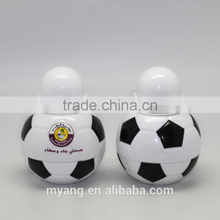 yiwu cheap price BPA FREE 450ml ball shape plastic water bottle,collapsible football foldable water bottle
