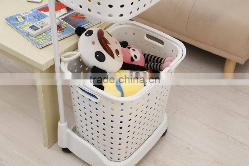 Plastic Household laundry basket clothing barrels Laundry Basket Sorter Care Rolling Cart
