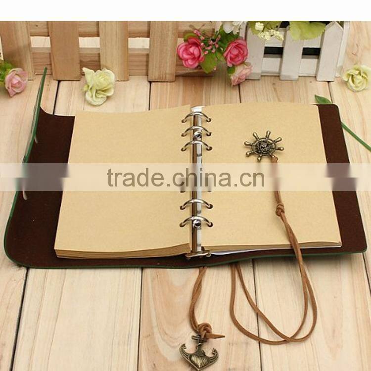 Classic Vintage 80 page kraft paper Blank spiral Loose Leaf Notebook PU Cover