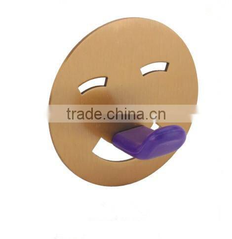 Smile Face Shape Single Plastic Stick Over Door Hook/Coat Hook