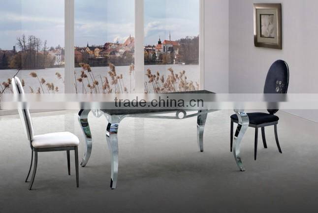 TH329 black marble top stainless steel metal table