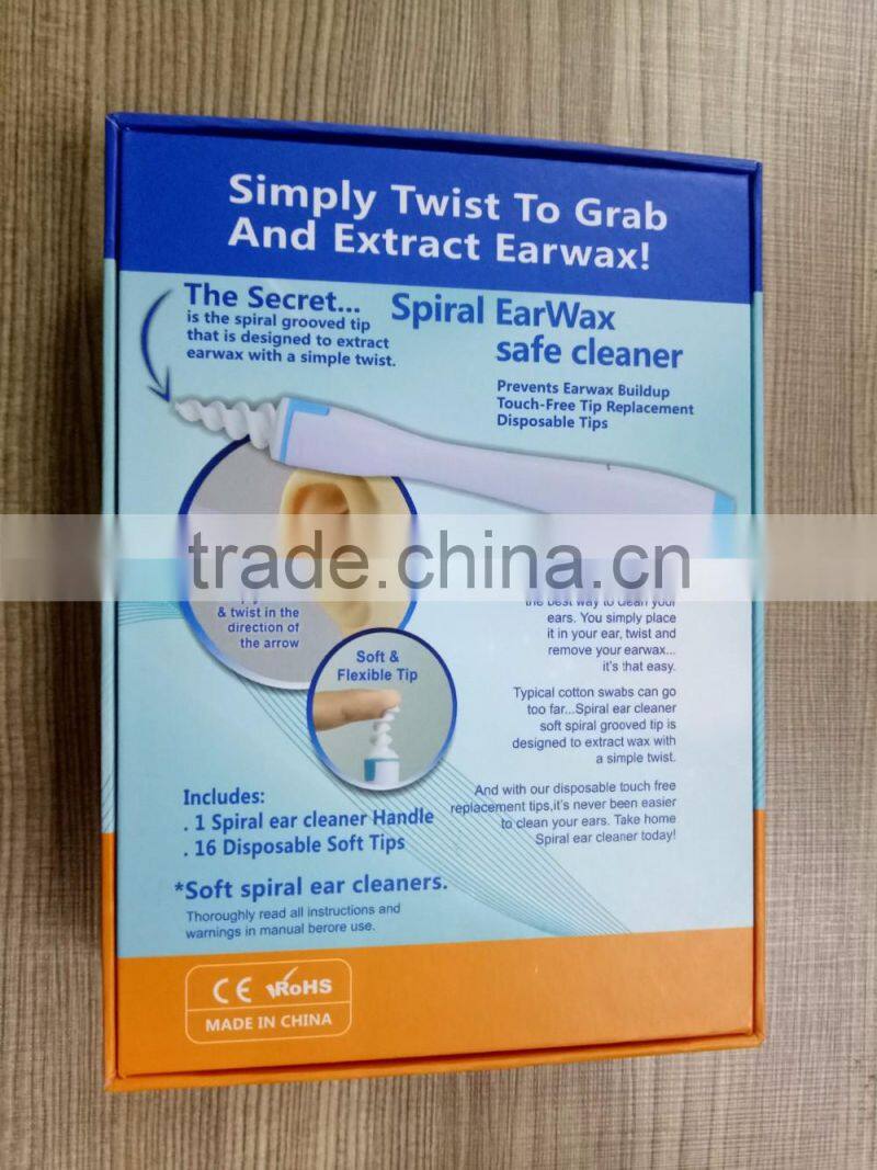 Portable Swab Disposable Earwax Removal Swab Safe Cleaner System with 16 Replacement Heads