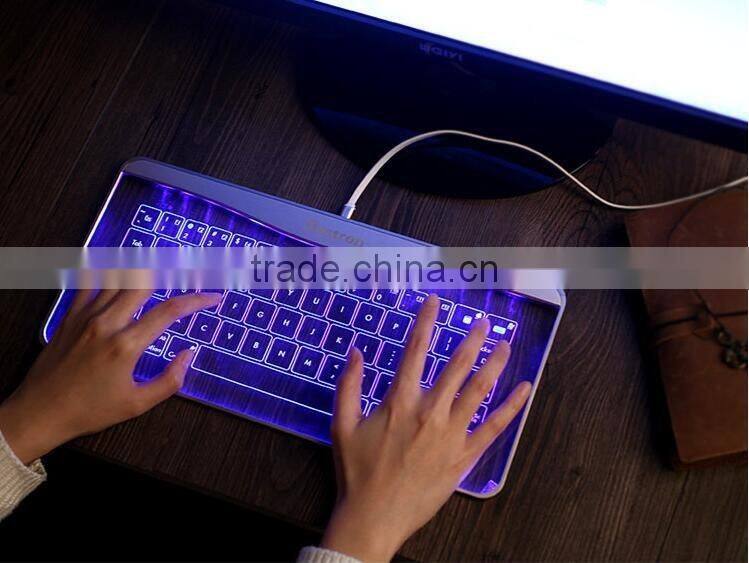 Newest Fashion Glass Touch LED Backlit Universal Wired Keyboard Transparent Glass LED Touch Keyboard