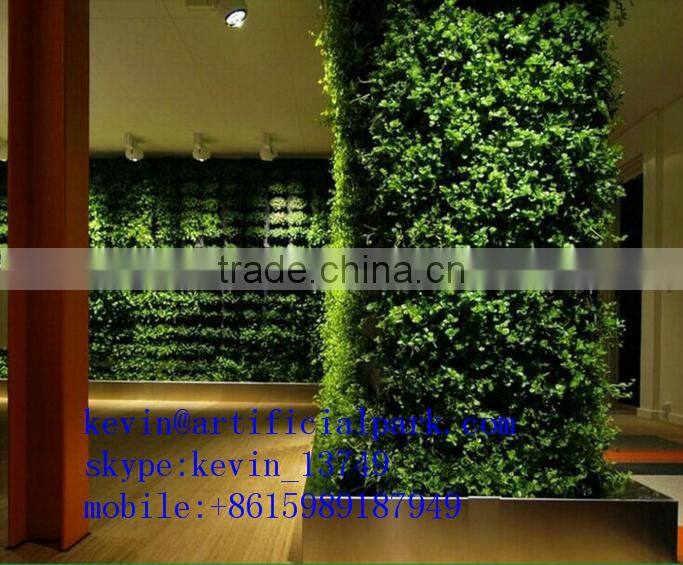 Decorations artificial living wall for indoor plastic big green leaves fake vertical green wall
