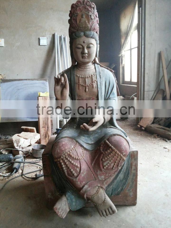 hand carved wooden Kuanyin wooden statue