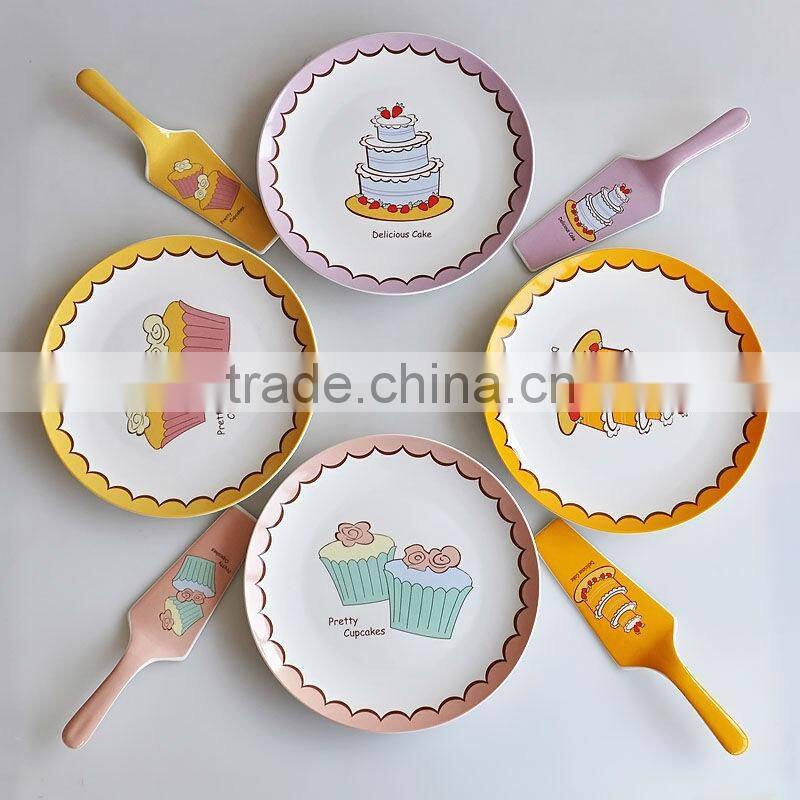 Porcelain Holiday Decorations Cake Plate with Server,Perfect designs for Celebration