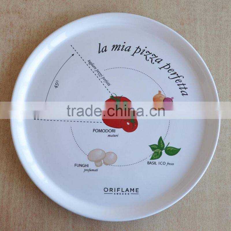 10"Porcelain Pizza Plate with Customized Designs, Round Ceramic Pizza plate