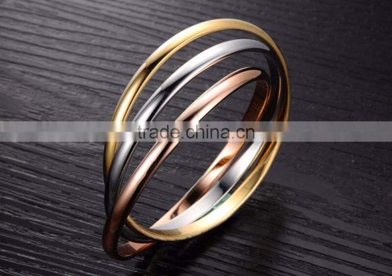 Wholesale Special Three Circle Jewelry Gift Bracelet Stainless Steel Bangle