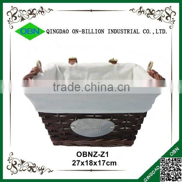 Antique bicycle basket with handle and custom logo