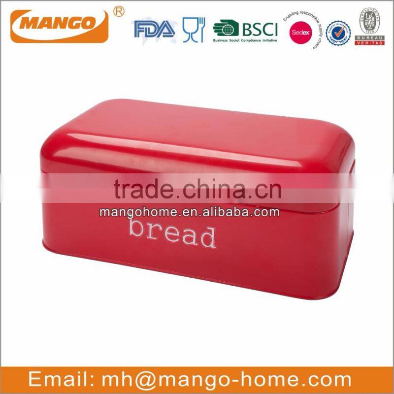 Retro Red Powder Coating Metal Bread Bin