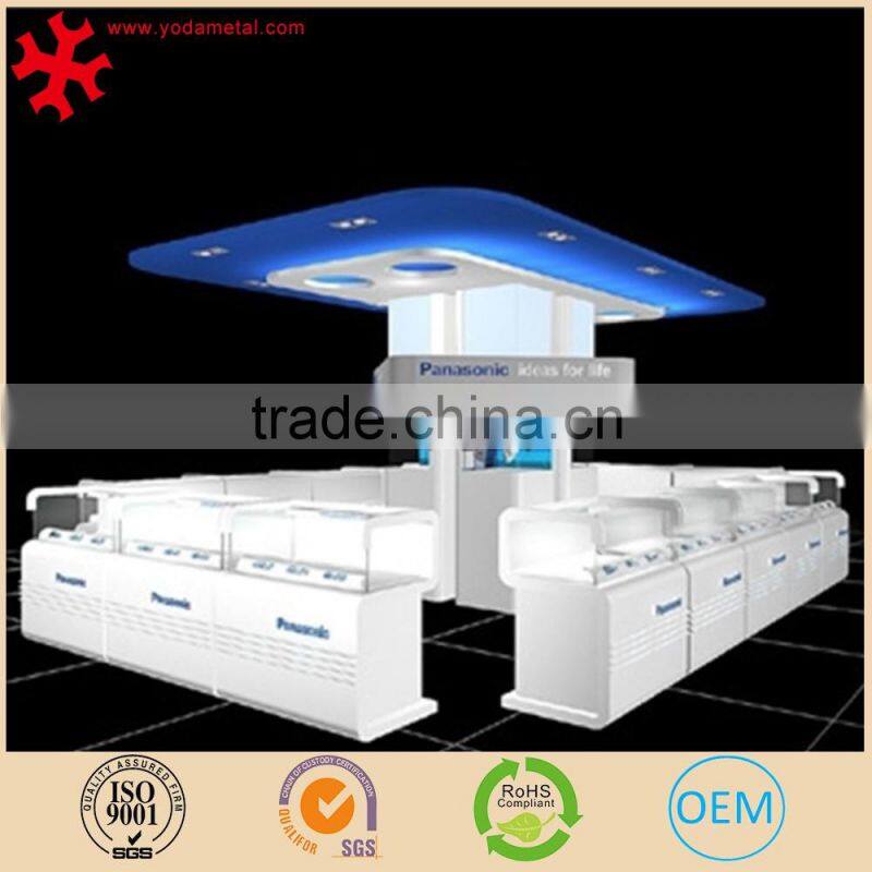 Wooden mobile phone display cabinet for retail shop with lights