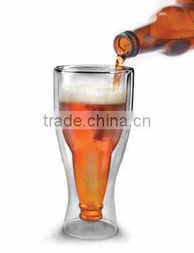 250ml 9ounce hopside down beer glass,beer double wall glass