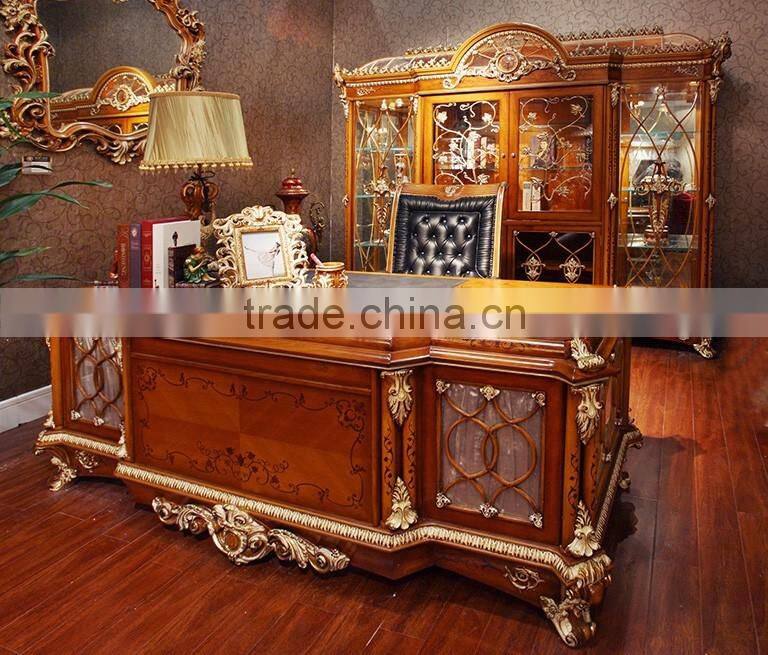 Exquisite Handmade European Louis Designed Office Manager Chair with Orange Genuine Leather BF12-04304c