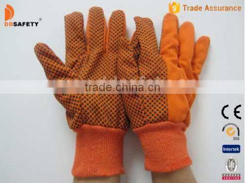 DDSAFETY 2017 Orange Canvas Work Gloves With Dots Safety Gloves