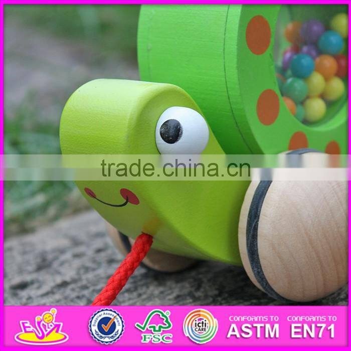 2016 new design snail carried wooden pull toys for toddlers W05C078