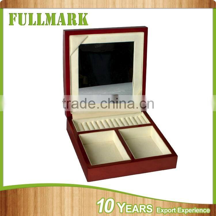 Wall mounted wooden jewelry box with mirror