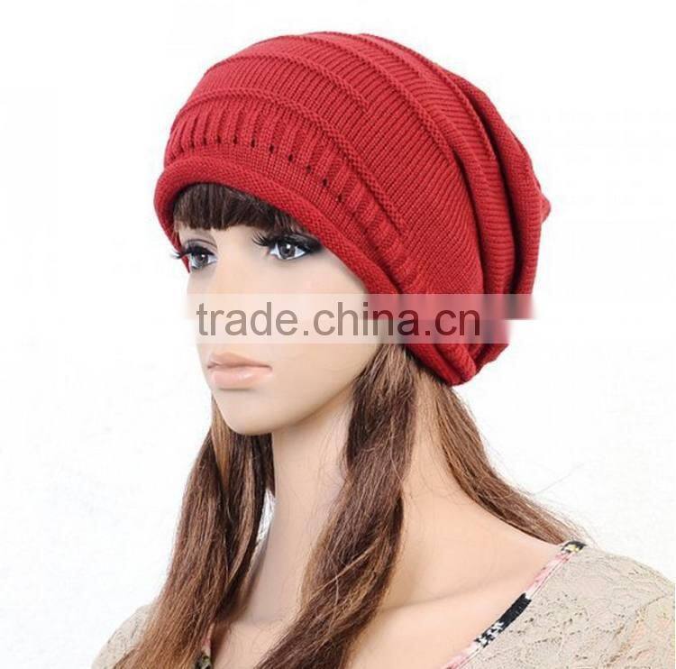 Cheap Knitting Wool Hip Hop Women Winter Knitted Beanie Hat