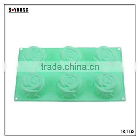 10110 6pcs roses shaped silicone chocolate mould and mold