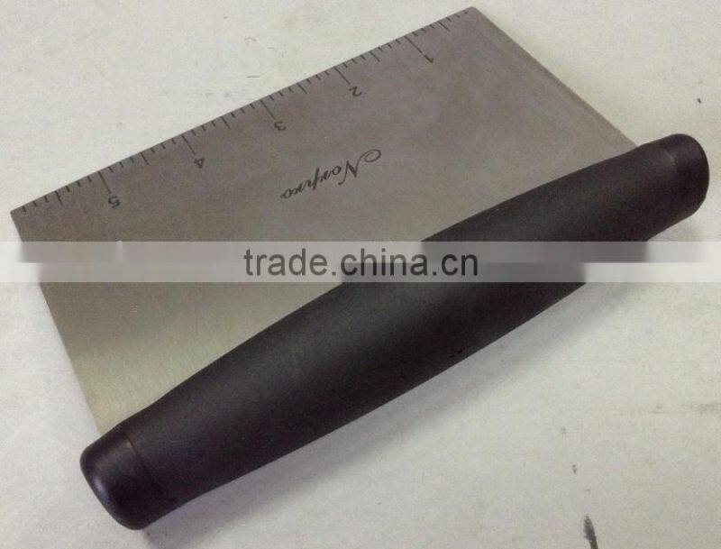 Stainless steel pizza cutter/grill scraper