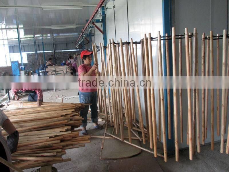 Varnished wooden mop stick