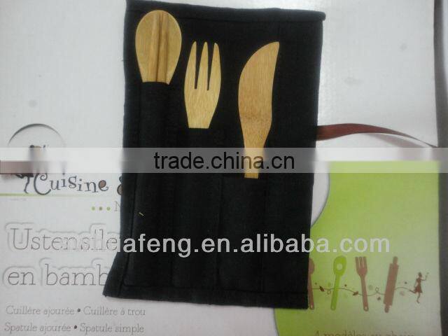 2017 Cost plus bamboo spork and chopstick with cloth bag