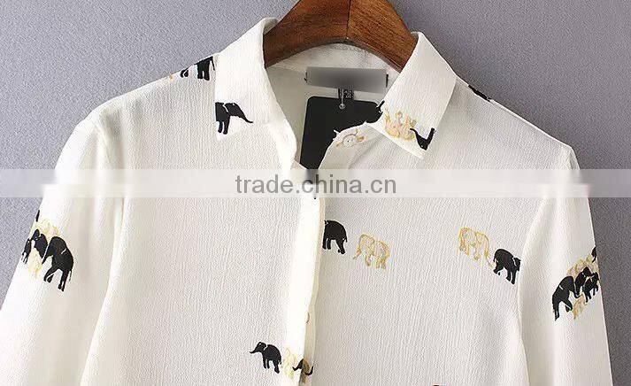 OEM Ladies Long Sleeve Pattern Printed Shirt