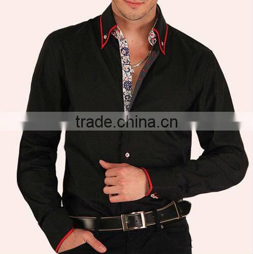 Mens Italian Slim Fit Shirt contrast collar fashion dress shirts