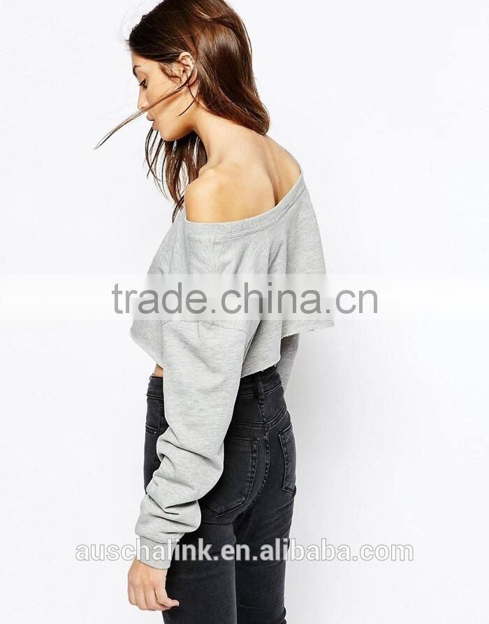 lady off shoulder grey fashion weet jogging slouchy sweat