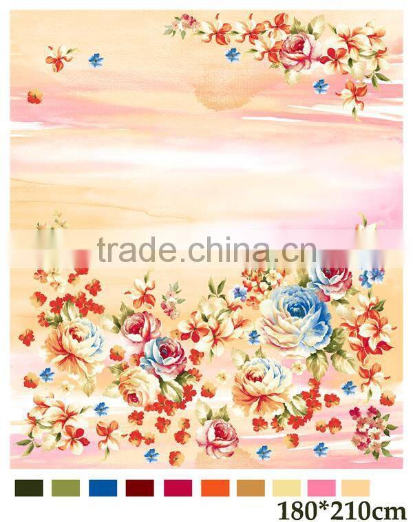 thick heavy flower screen stamped micro plush mink royal blanket travel blanket fleece blanket