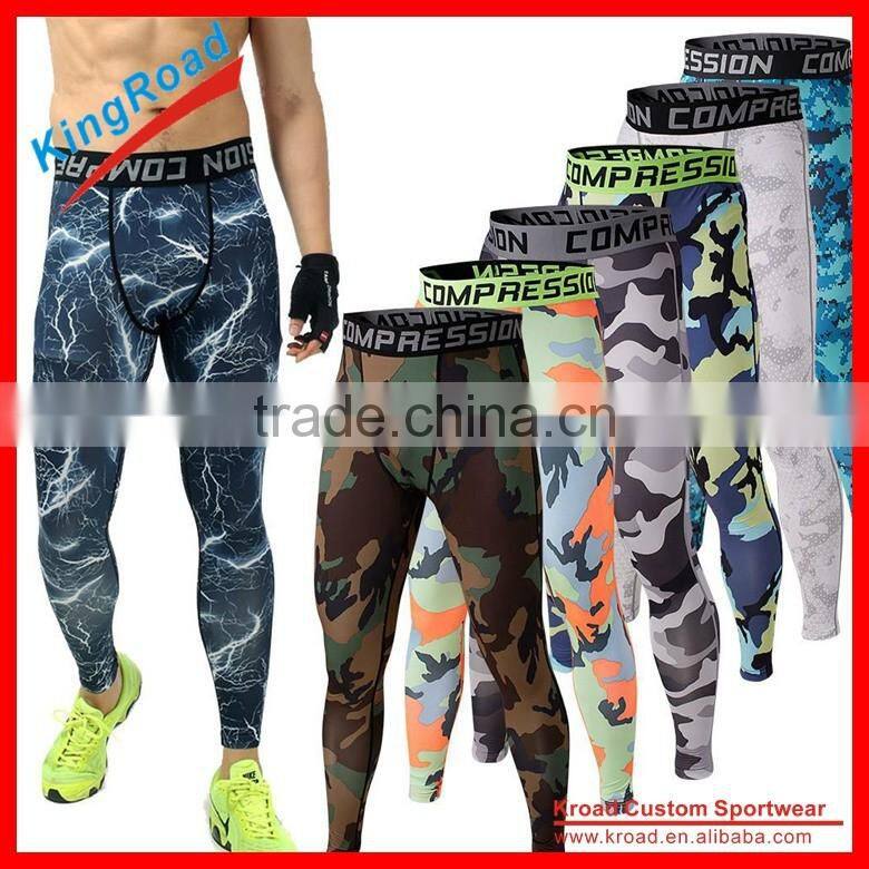 Summer Mens compression training pants/ breathable quick dry stretch leggings/ basketball fitness sports