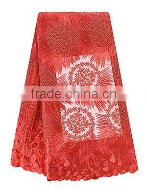 New design hot selling French Net Lace fancy beautiful embroidered dress french lace with stones FL0243