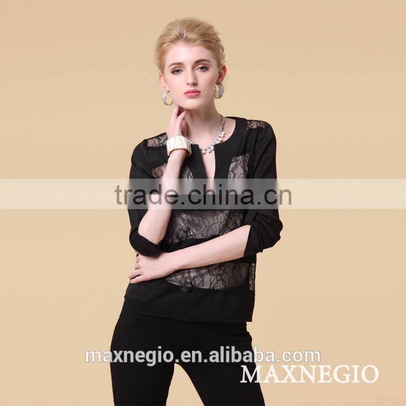 simple design modern long sleeve chiffon model blouse