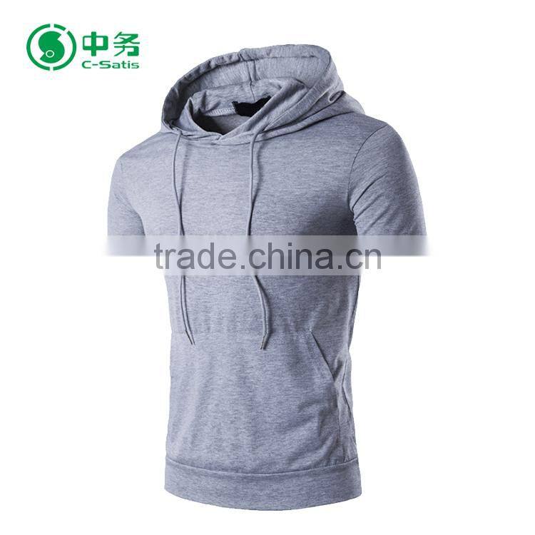 2017 Latest Design Clothing Sublimation Mens Short Sleeve Blank Pullover Hoodies