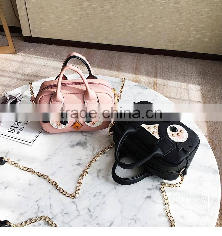 black cute animal handbag girl fashion small bags leather shoulder long strap sling cross body bag