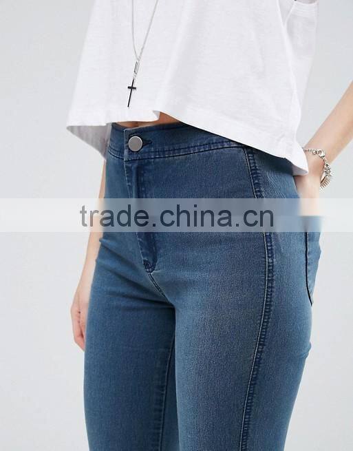 latest design super skinny jeans pants women tall waist jeans trousers