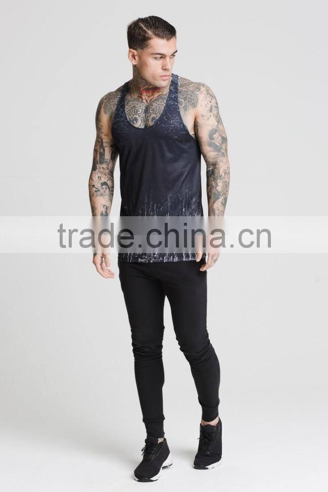 Mens dri fit vest gym fitness stringer vest sublimation muscle vest