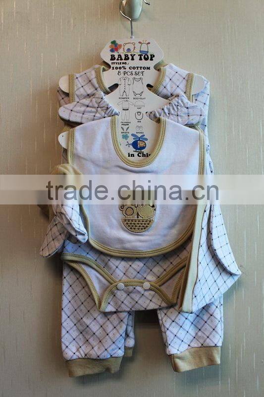 Simply Style Full Printed New Born Baby Girls Cotton Clorhing Set Winter 8 Pcs With Hanger Package 8TB1-56