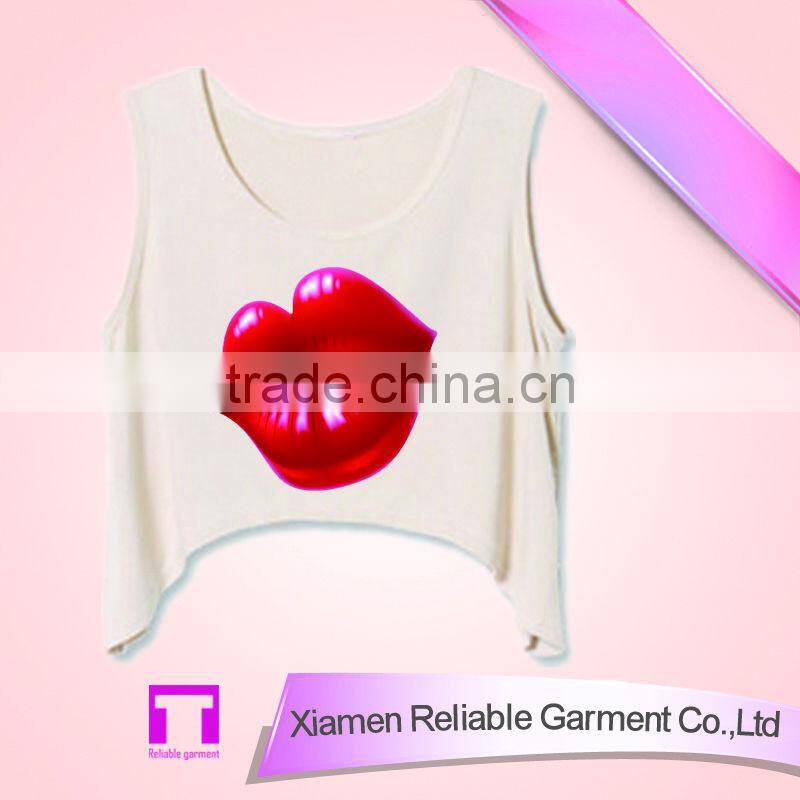32S cotton prints summer ladies custom tank top wholesale for women