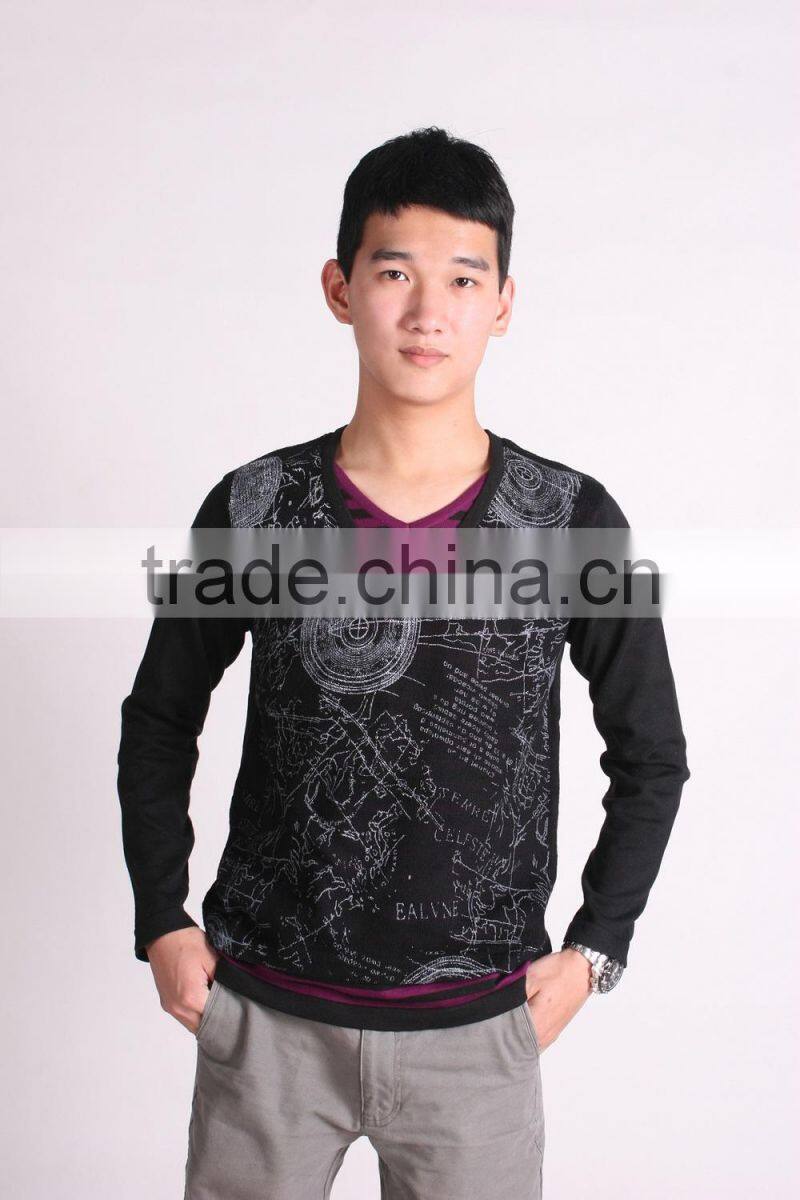 Men V neck Thin Sweater Knitting Pattern