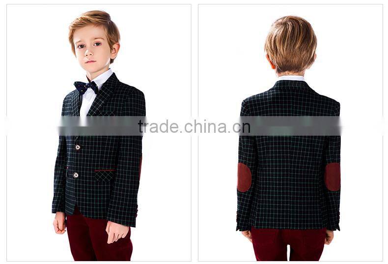 ELPA 2016 Style NXB0025 Boy Gender Plus Size check boy blazer with Red Elbow Patch