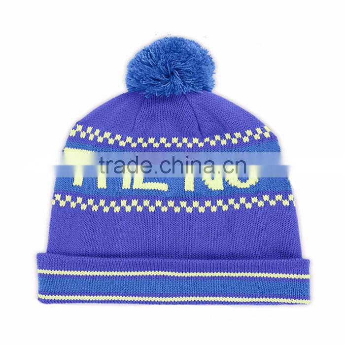 Mens Knitting Winter Cap/Machine Knitted Beanie Hat/Beanie Cap With Top Ball