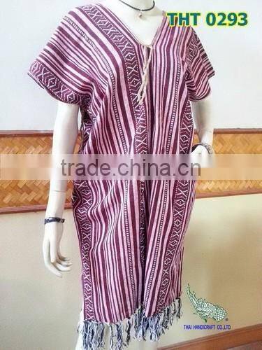 Hill Tribe Woven Dress Vintage Thai Antique Clothing Women Karen