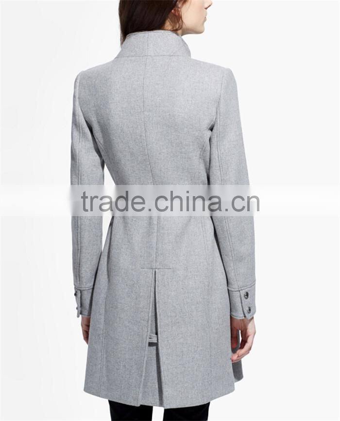 elegant grey button wool-blend lady cashmere winter coats