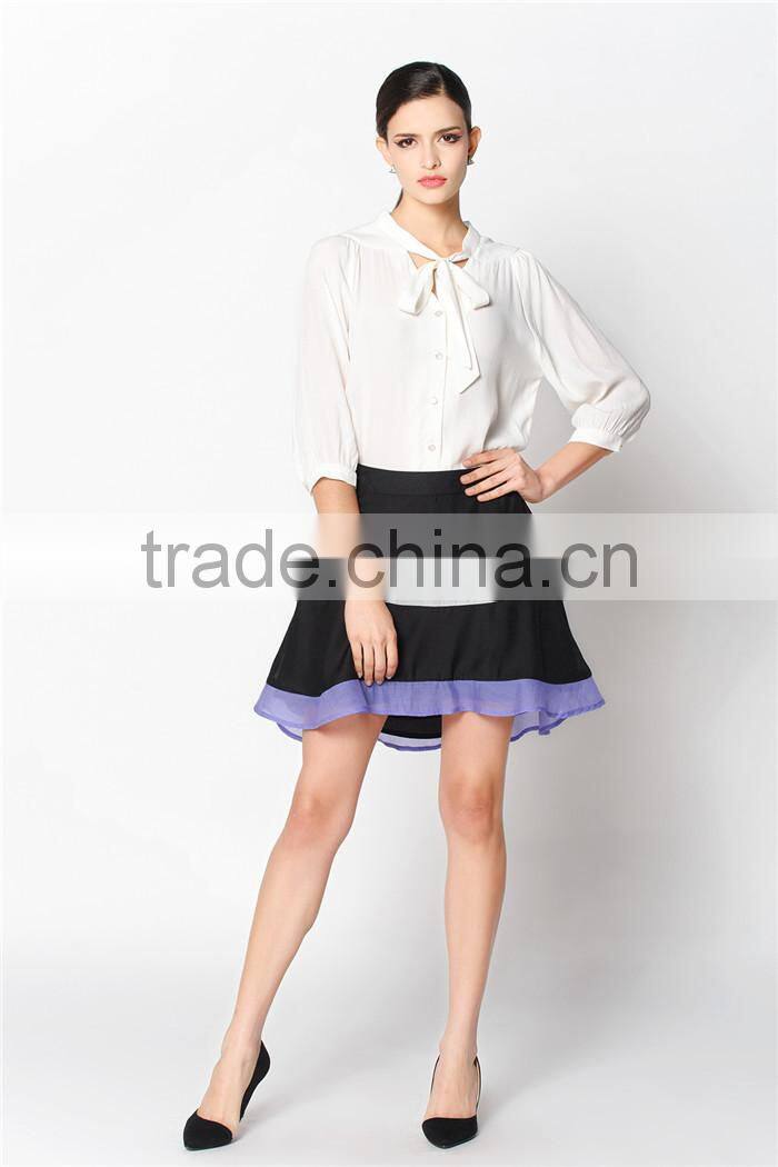 lovely purple hem designed casual women short front long back skirts