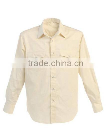 Thick solid fabric double pocket mens casual shirts