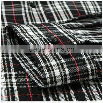 new 100% cotton flannel brushed checked V-collar men shirt