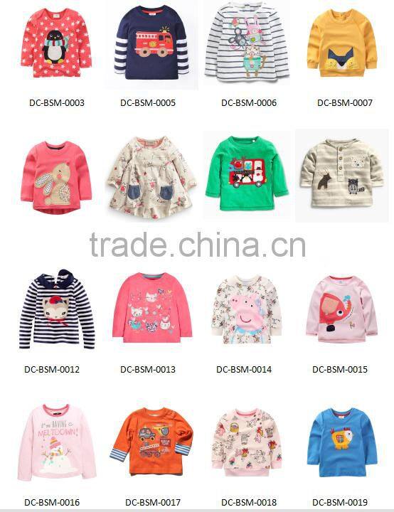 New design long sleeve breathable printed kids cartoon t-shirt