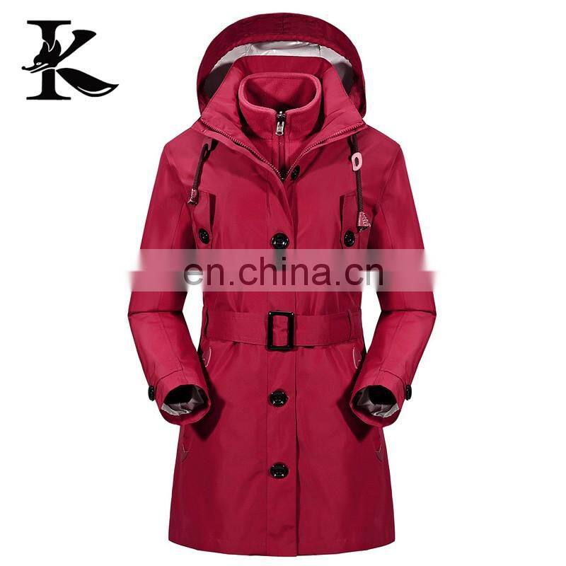 Long Pattern WomenWinter Jacket Detachable Inner Fleece Waterproof Jacket